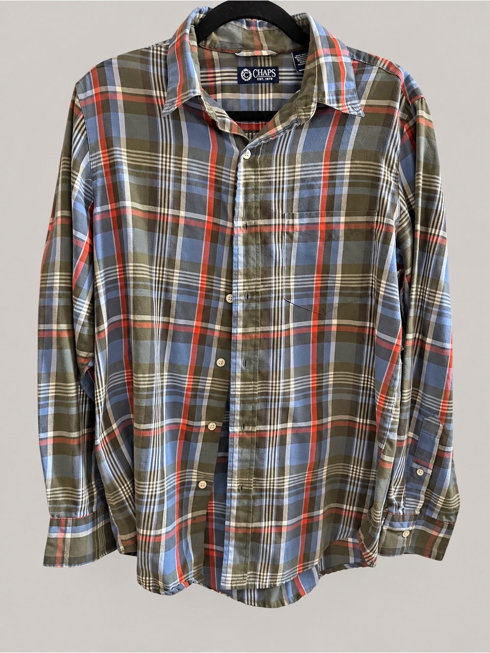 Chaps Men’s Plaid Button-Down Shirt, Size Small